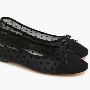 J.Crew Factory Women's Black Mesh Cap Toe Polka Dot Black Ballet Flats Sz 9